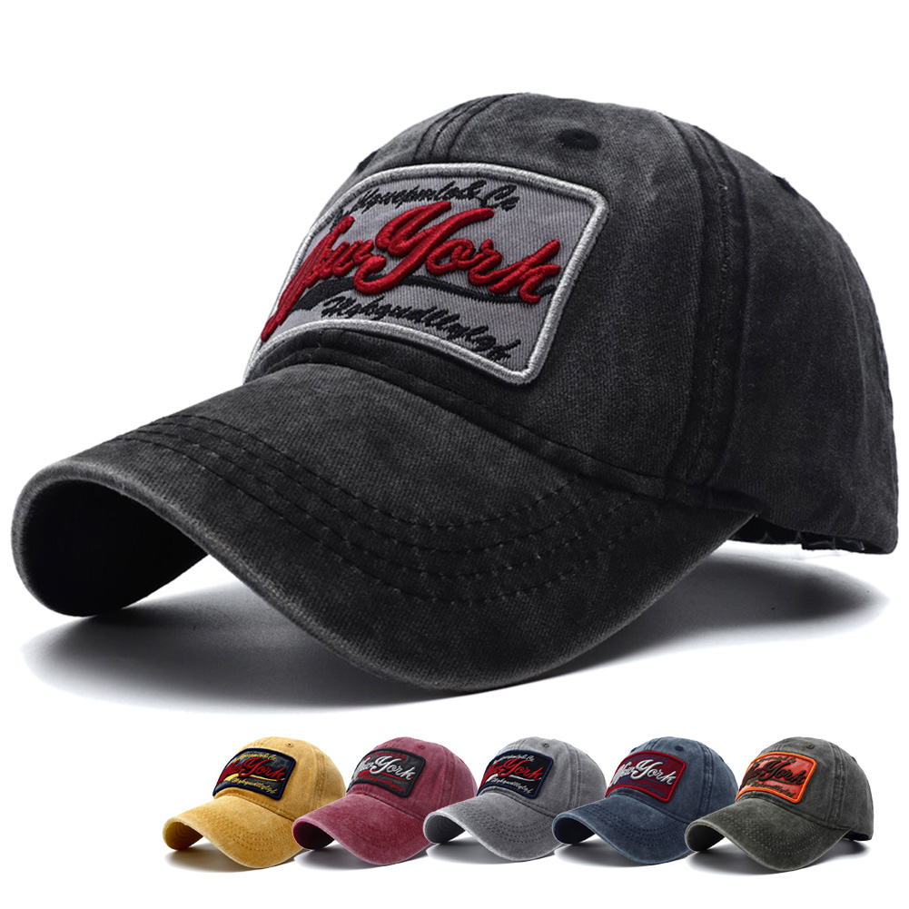 Embroidery York - หมวกเบสบอลผ้าฝ้ายวินเทจย้อนยุคปี 2025 ปักลายนิวยอร์ก แบบ Snapback สำหรับผู้ชายและผู้หญิง
