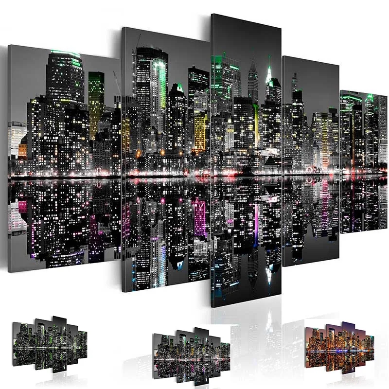 Embroidery York - City Night Scenery Diy เพชรจิตรกรรมเพชรโมเสคเย็บปักถักร้อยปริศนา Art