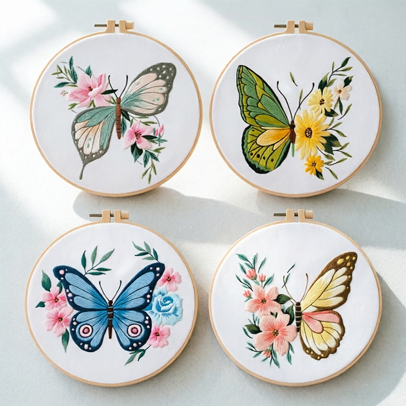 Embroidery Needle - ชุดปักลายผีเสื้อ 1 ชิ้น ขนาด 20x20 ซม.