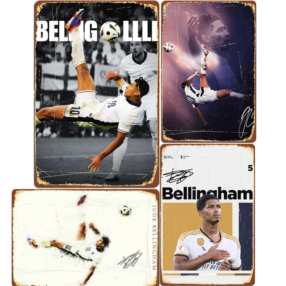 Embroidery Workshop - Jude Bellingham โปสเตอร์เล่นกีฬาฟุตบอลโปสเตอร์ป้ายโลหะสำหรับโรงรถโรงภาพยนตร์ในห้องนั่งเล่นกระป๋องการตกแต่งบ้านวินเทจตามสั่ง