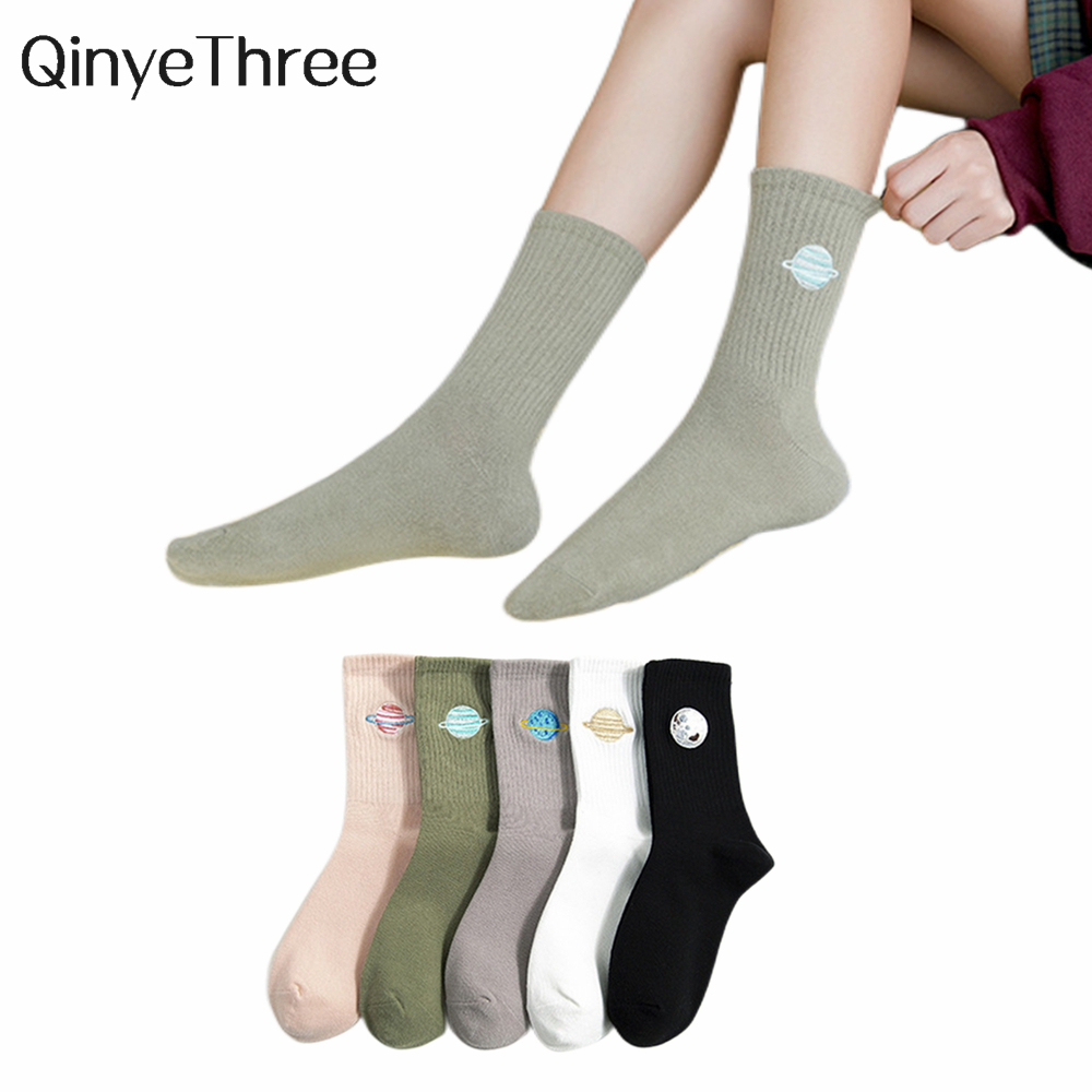 Embroidery On Socks - ผู้หญิง All Seasons ใหม่แฟชั่นเย็บปักถักร้อย Wild Series