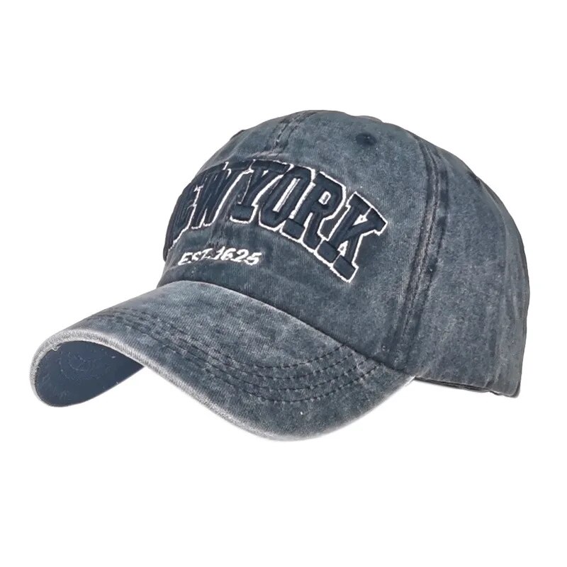 Embroidery York - หมวกเบสบอลปักตัวอักษรผ้าซักใหม่ฤดูใบไม้ผลิและฤดูใบไม้ร่วง