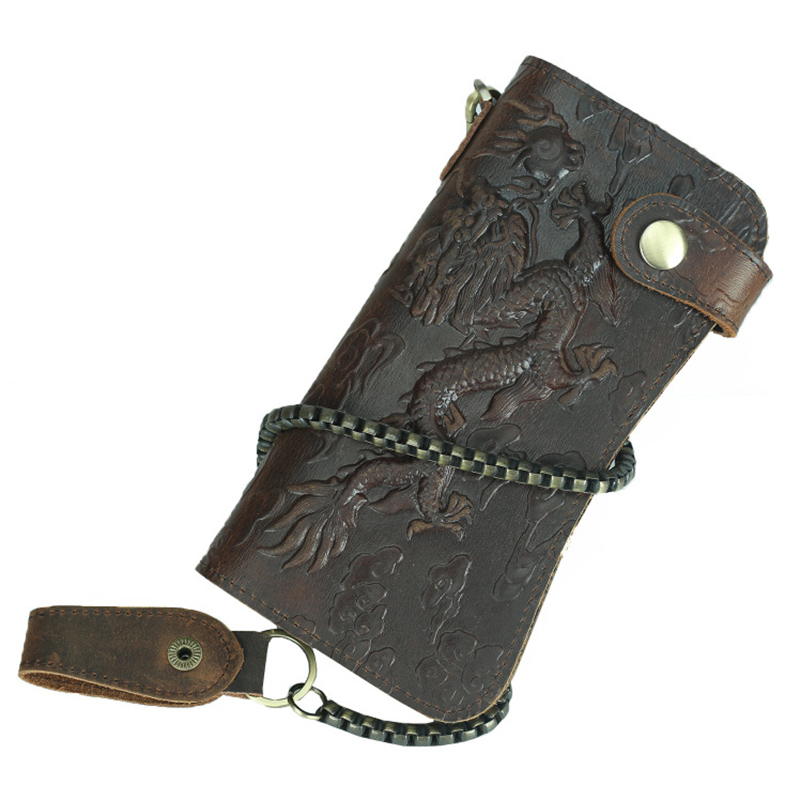 Embroidery Wallet - กระเป๋าสตางค์ผู้ชาย Anti-Theft Dragon Design กระเป๋าสตางค์ VINTAGE