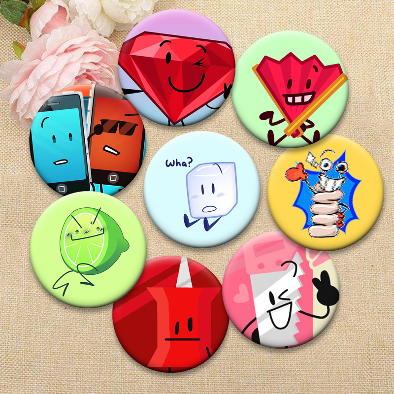 Embroidery Bali - เข็มกลัดรูปทรงกลมลายการ์ตูน BFDI เมม นิเกิล กระดาษ ลูกโป่ง