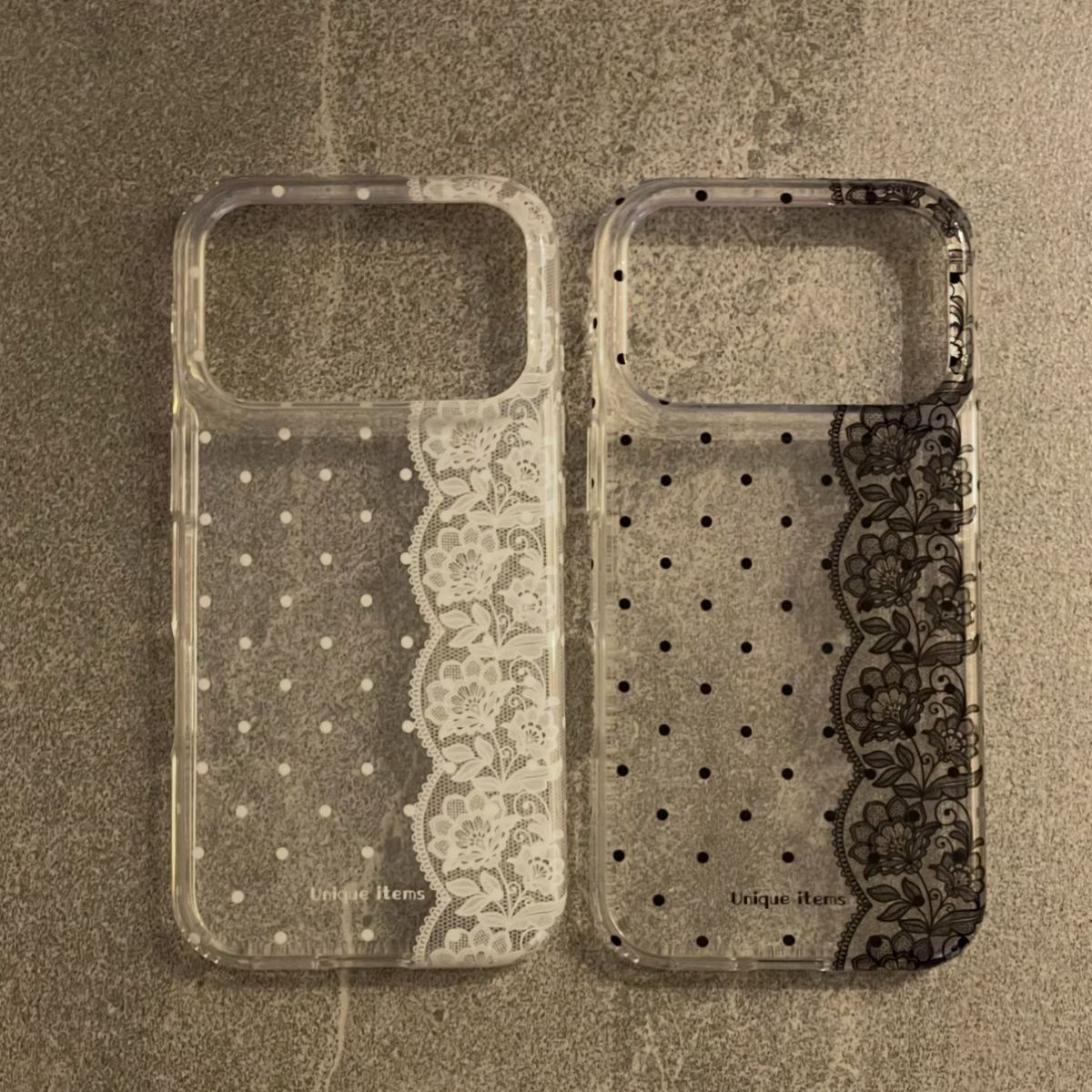 Embroidery White - เคสโทรศัพท์ลายลูกไม้จุดขาวดำ สำหรับ iPhone 17 16 15