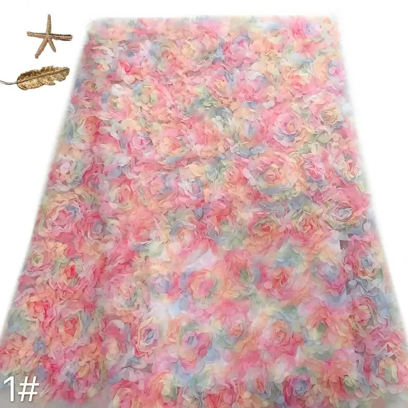 Embroidery Veil - 3d ชีฟอง rose ดอกไม้ลูกไม้ผ้าดอกไม้เย็บปักถักร้อย tulle สําหรับงานแต่งงานชุด