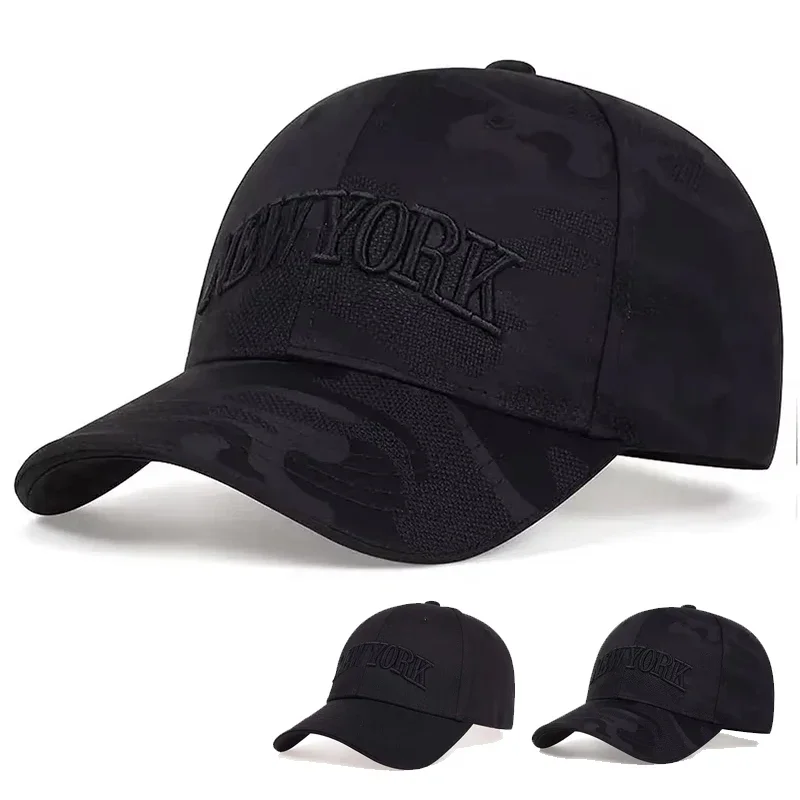 Embroidery York - หมวกเบสบอลปักลายนิวยอร์กแบบ unisex สำหรับฤดูใบไม้ผลิและฤดูใบไม้ร่วง หมวกกันแดดกลางแจ้ง ปรับขนาดได้ สไตล์ลำลอง