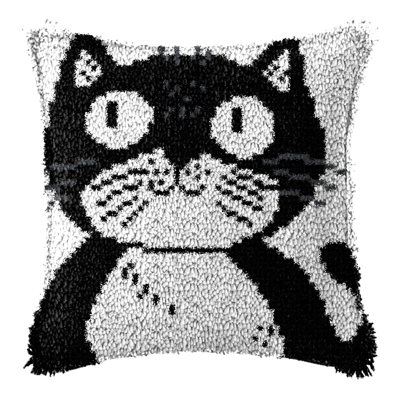 Black Cat Cushion Smyrna ปุ่มแ - Printed Embroidery Kit บทวิจารณ์และราคา