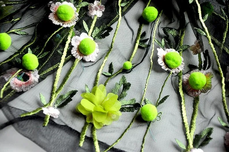 3D ชีฟองดอกไม้ pompom เย็บปักถ - Embroidery Veil บทวิจารณ์และราคา