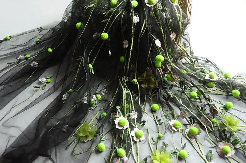 3D ชีฟองดอกไม้ pompom เย็บปักถ - Embroidery Veil บทวิจารณ์และราคา