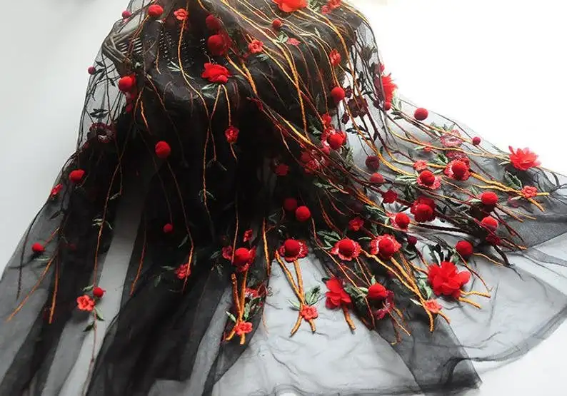 3D ชีฟองดอกไม้ pompom เย็บปักถ - Embroidery Veil บทวิจารณ์และราคา