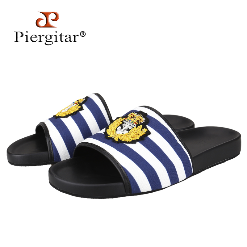 Piergitar สีฟ้าและสีขาว Checke - Embroidery White บทวิจารณ์และราคา