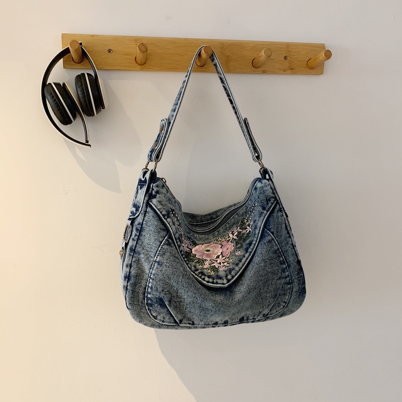 กระเป๋าสะพายข้างผ้ายีนส์วินเทจ - Embroidery Jeans บทวิจารณ์และราคา