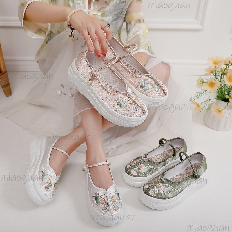 รองเท้าส้นหนาสไตล์จีนสำหรับผู้ - Embroidery Shoes บทวิจารณ์และราคา