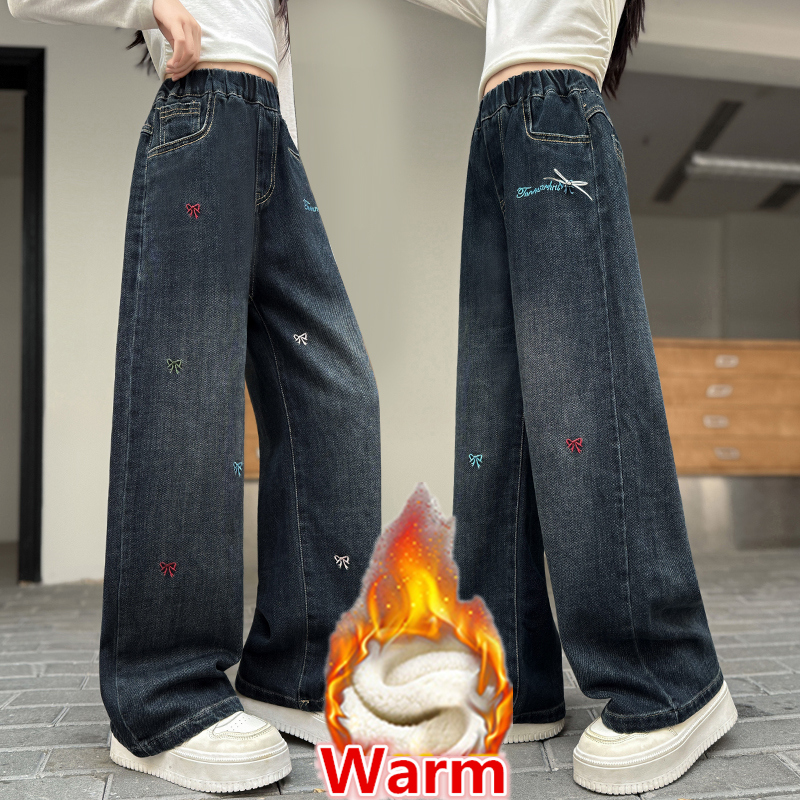 กางเกงยีนส์เด็กผู้หญิงวัยรุ่นส - Embroidery Jeans บทวิจารณ์และราคา