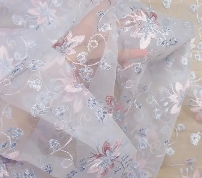 ผ้าลูกไม้ปักลายดอกไม้สวยงาม ผ้ - Embroidery Veil บทวิจารณ์และราคา