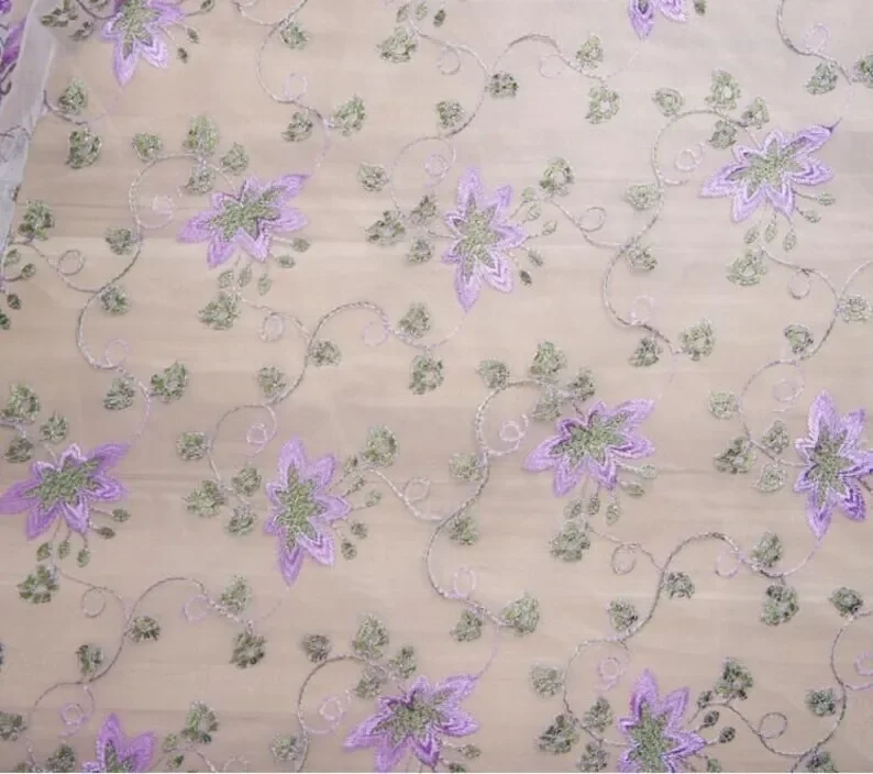 ผ้าลูกไม้ปักลายดอกไม้สวยงาม ผ้ - Embroidery Veil บทวิจารณ์และราคา