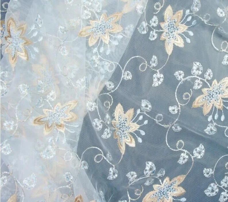 ผ้าลูกไม้ปักลายดอกไม้สวยงาม ผ้ - Embroidery Veil บทวิจารณ์และราคา
