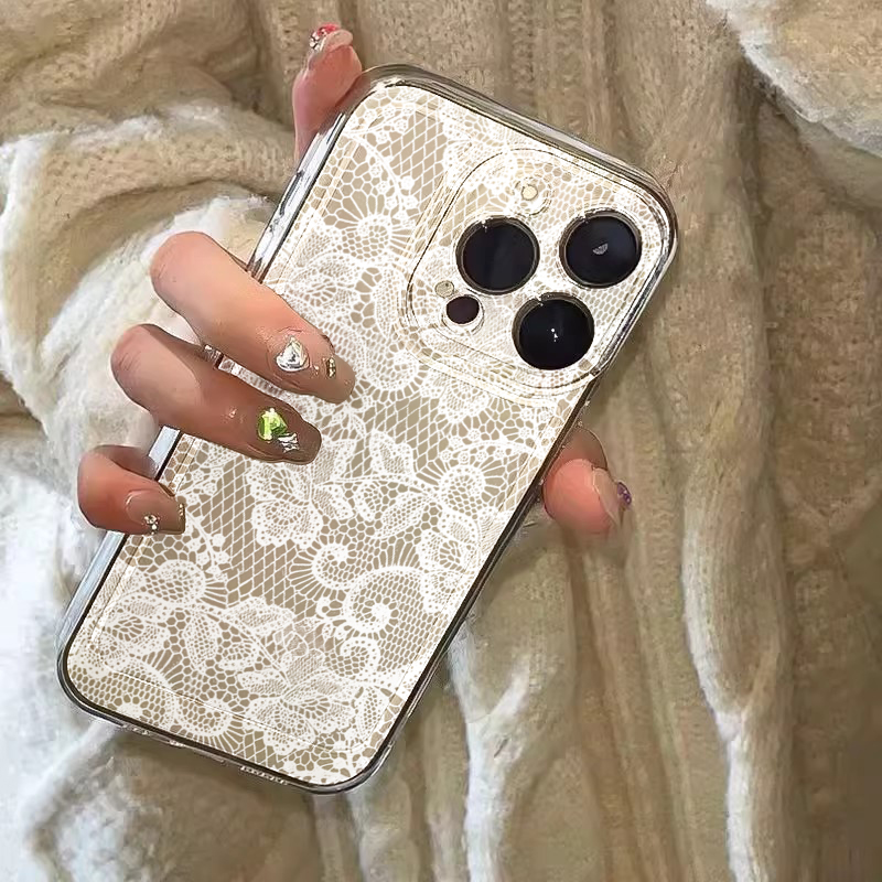 เคสโทรศัพท์ลายลูกไม้สีดำขาวใหม - Embroidery White บทวิจารณ์และราคา