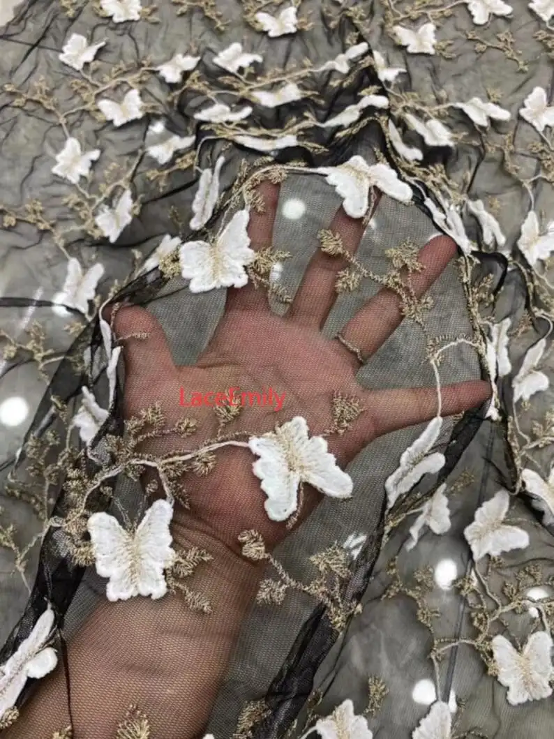 3D ผีเสื้อลูกไม้ผ้าผีเสื้อด้าย - Embroidery Veil บทวิจารณ์และราคา