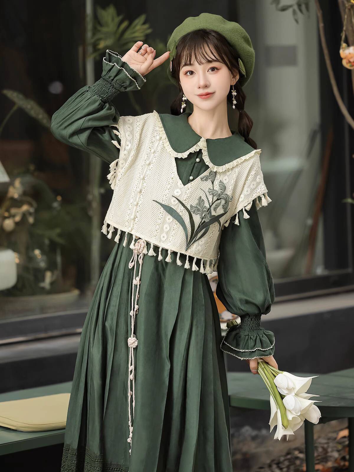 ชุดเดรสสไตล์จีนวินเทจสีเขียวแบ - Embroidery Dress บทวิจารณ์และราคา