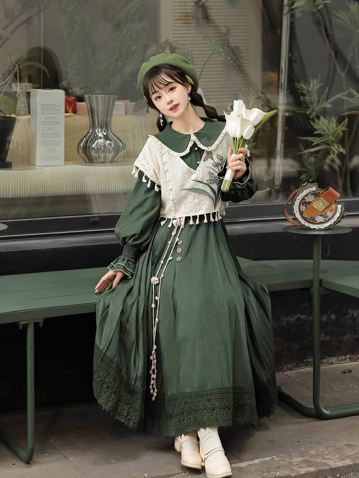 ชุดเดรสสไตล์จีนวินเทจสีเขียวแบ - Embroidery Dress บทวิจารณ์และราคา