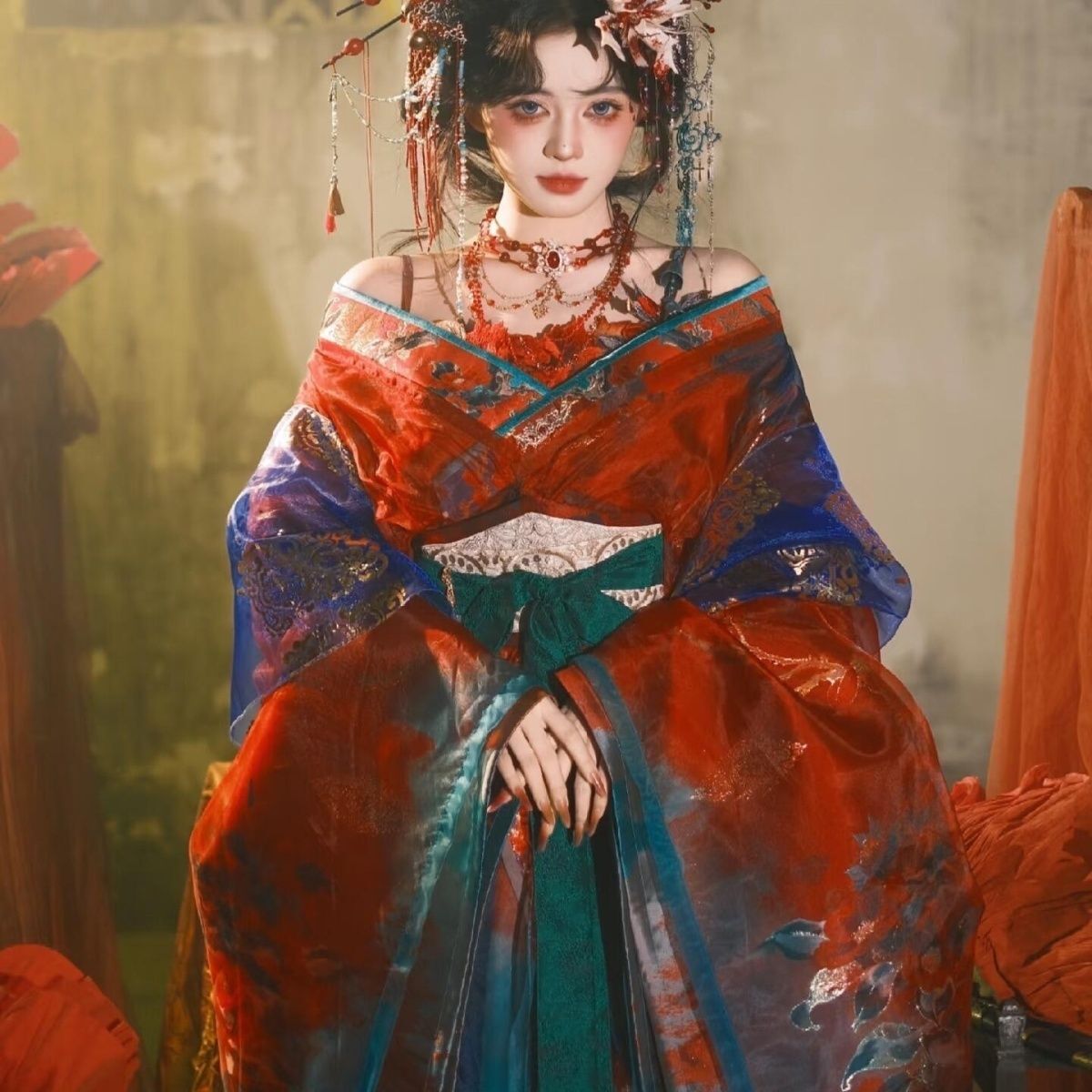 ชุดฮั่นฝูปักลายสีดำ-น้ำเงินสำห - Embroidery Dress บทวิจารณ์และราคา