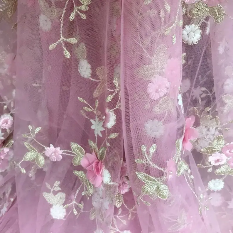 7 สี 3D ชีฟองดอกไม้เย็บปักถักร - Embroidery Veil บทวิจารณ์และราคา