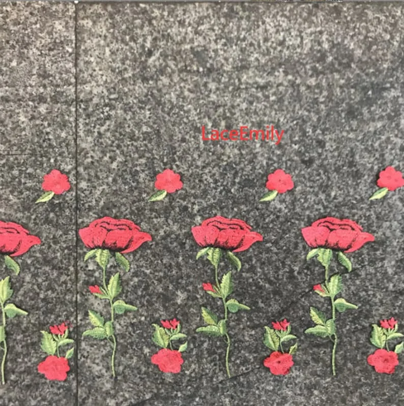 Red Rose ลูกไม้ผ้าดอกไม้เย็บปั - Embroidery Veil บทวิจารณ์และราคา
