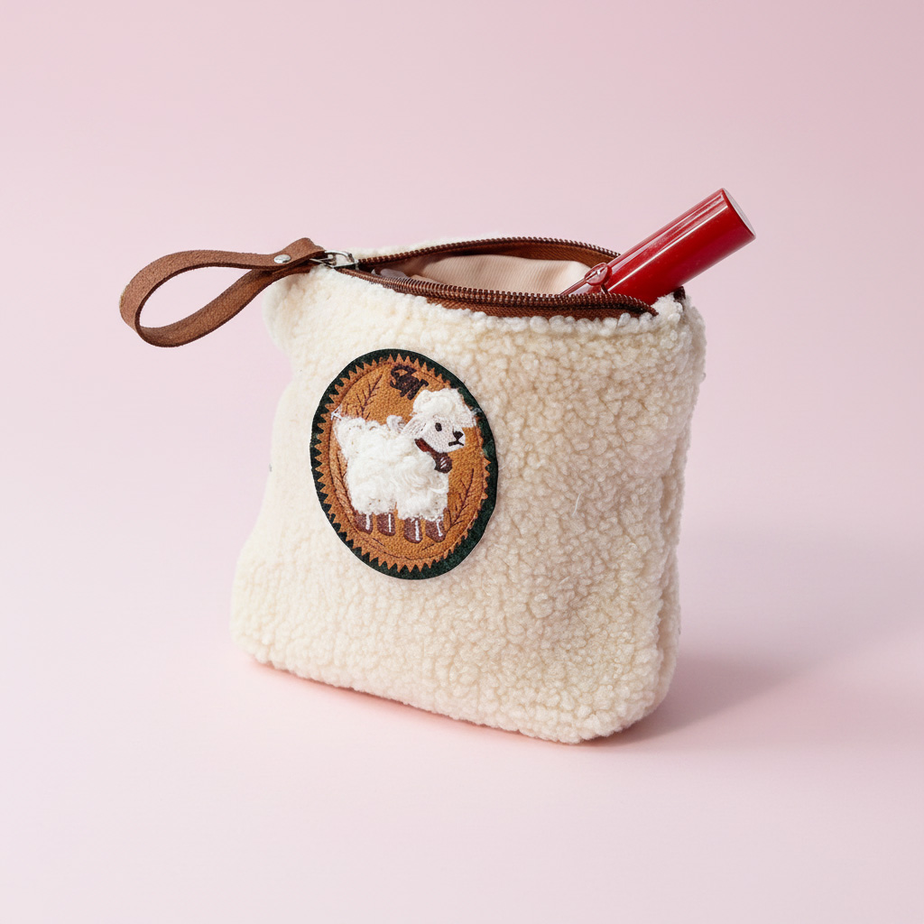 กระเป๋าใส่เหรียญแกะขนฟูพร้อมพว - Embroidery Wallet บทวิจารณ์และราคา