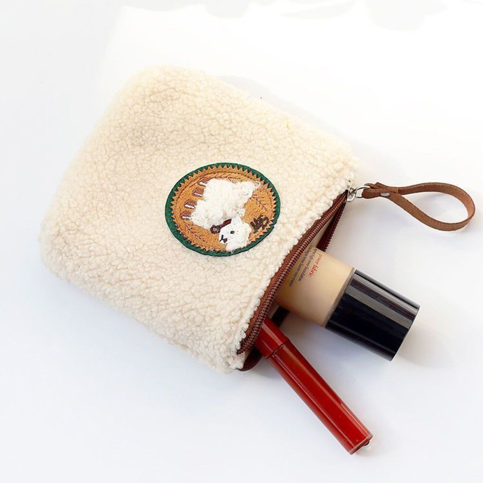 กระเป๋าใส่เหรียญแกะขนฟูพร้อมพว - Embroidery Wallet บทวิจารณ์และราคา