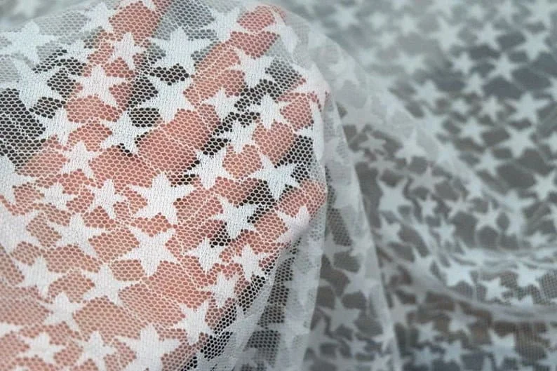 สีดําสีขาวนุ่ม Star เย็บปักถัก - Embroidery Veil บทวิจารณ์และราคา
