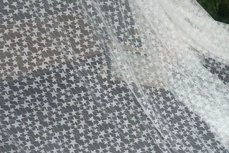 สีดําสีขาวนุ่ม Star เย็บปักถัก - Embroidery Veil บทวิจารณ์และราคา