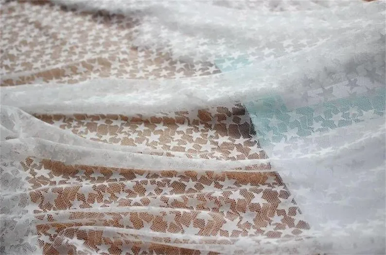 สีดําสีขาวนุ่ม Star เย็บปักถัก - Embroidery Veil บทวิจารณ์และราคา