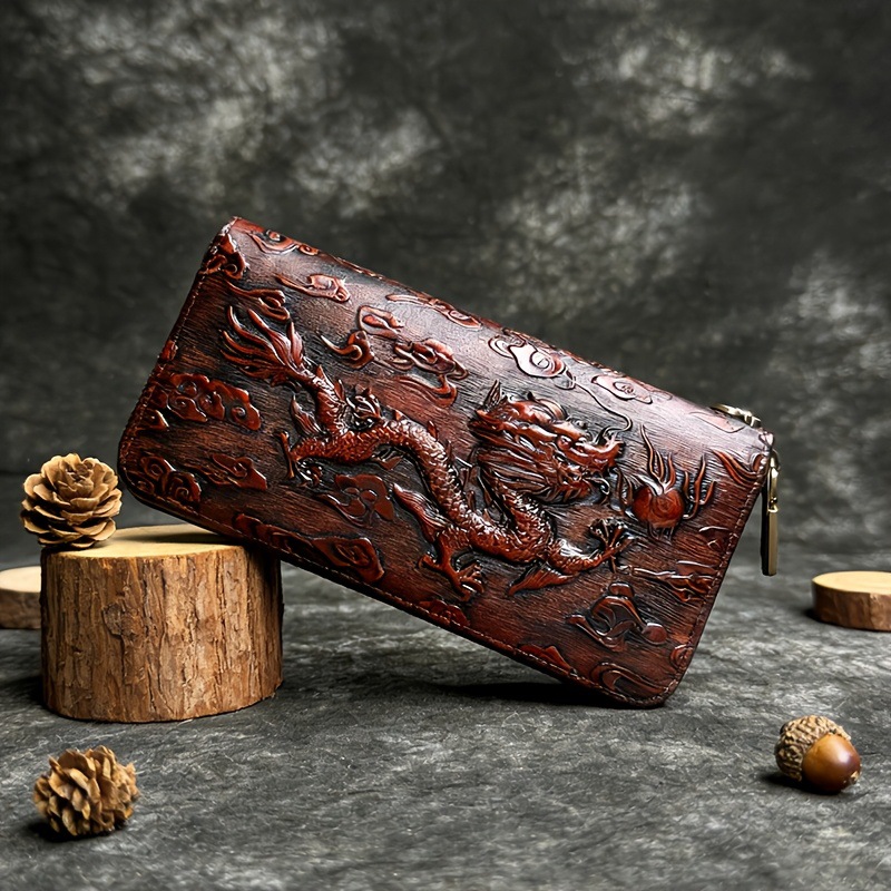 กระเป๋าสตางค์หนังแท้ลายมังกรจี - Embroidery Wallet บทวิจารณ์และราคา