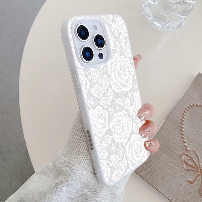 เคสโทรศัพท์ลายดอกไม้ลูกไม้สีขา - Embroidery White บทวิจารณ์และราคา