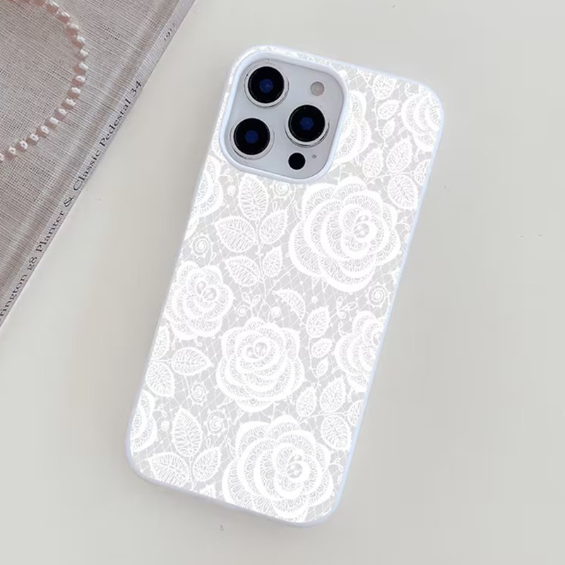 เคสโทรศัพท์ลายดอกไม้ลูกไม้สีขา - Embroidery White บทวิจารณ์และราคา